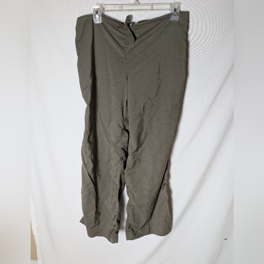 Zara Brown Wide Leg Tie Waist Pants With Pockets Size XS